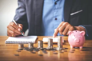 Person calculating costs and financing options